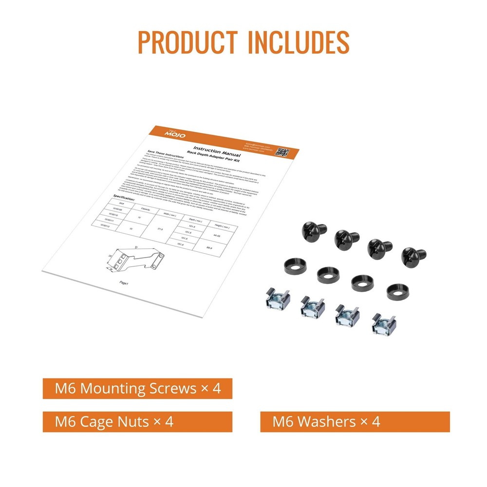 Tecmojo Server Rack Depth Extender - 2U - 6inch Depth - TAA Compliant - Reces...