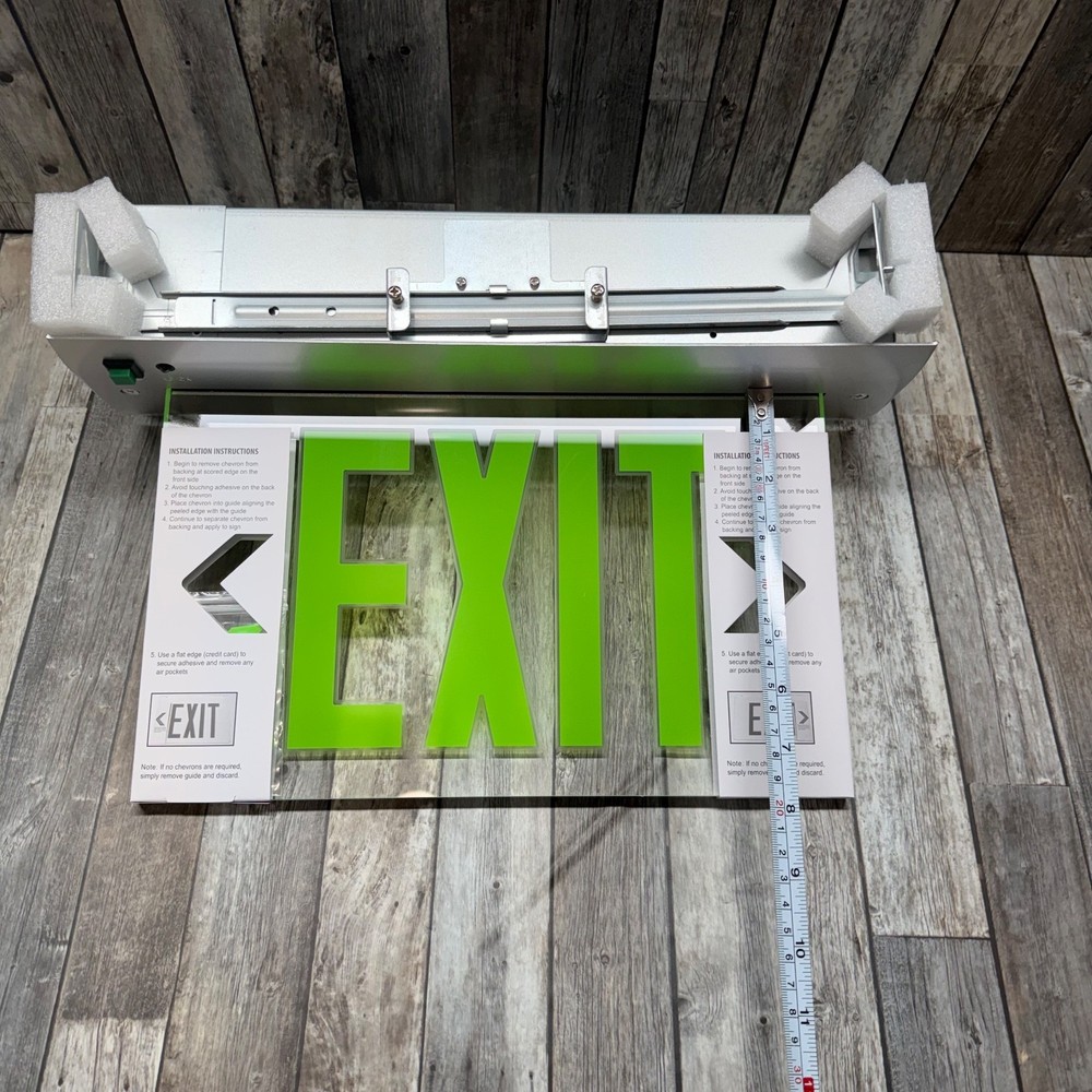 Emergency Exit Sign Double Sided Mirrored Acrylic Recessed LED Exit Sign