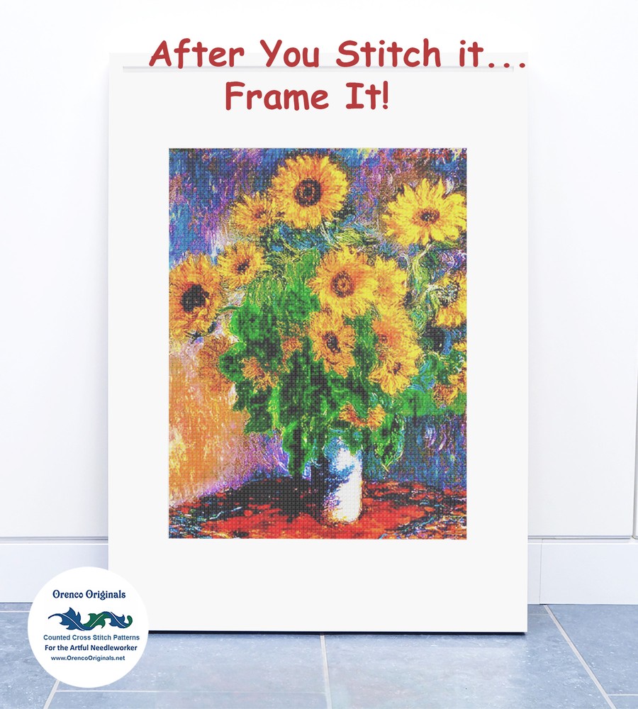 Impressionist Monet's 1914 version of Water Lilies Counted Cross Stitch Pattern