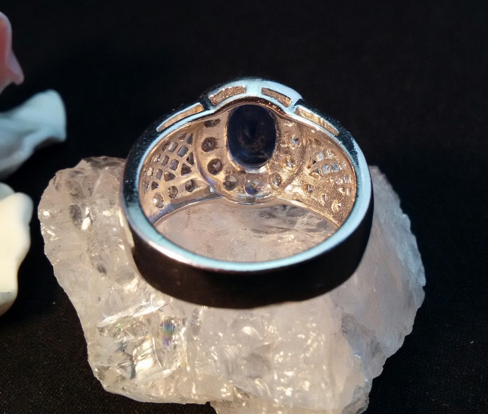 Ring Silver 925 With Blue Topaz 57 Size 18.1mm
