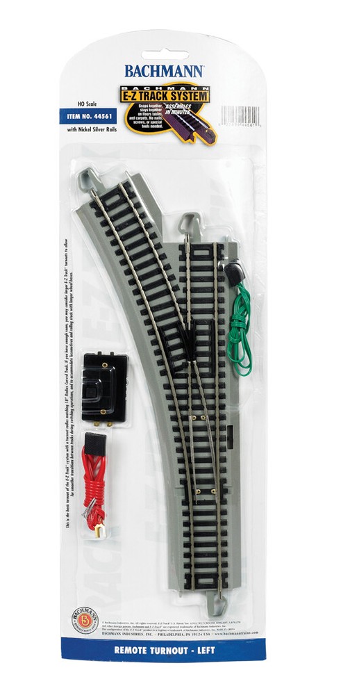 NEW Bachmann EZ-Track Remote Switch Left-Hand with Nickel Silver Rails HO Scale