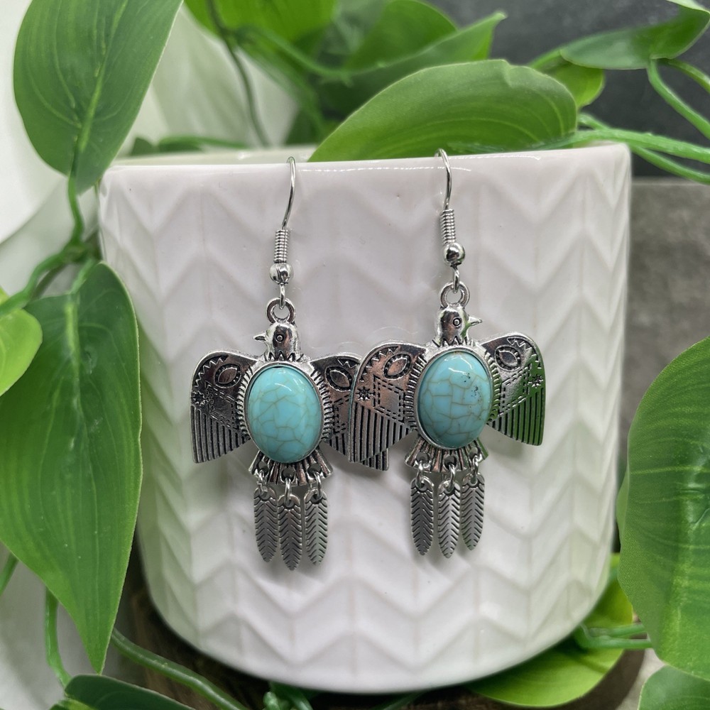 2.25” Silver-tone Earring Set Boho Retro Drop Dangle New Free Ship B6983