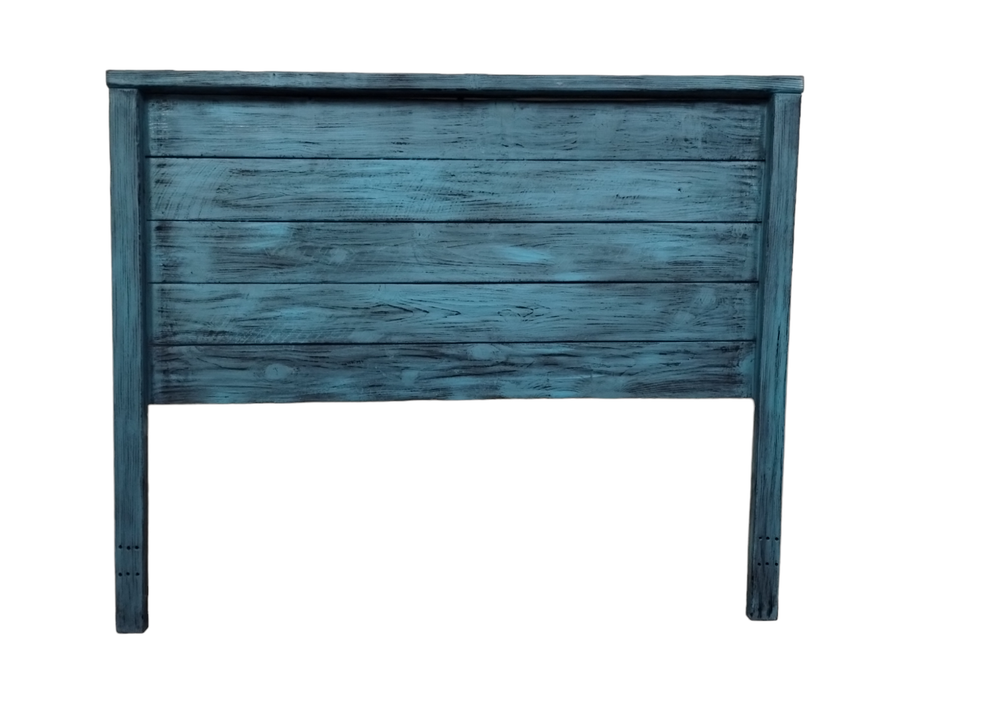 Full Size Turquoise Distressed Handcrafted Solid Wood Headboard Made In US HBFTQ