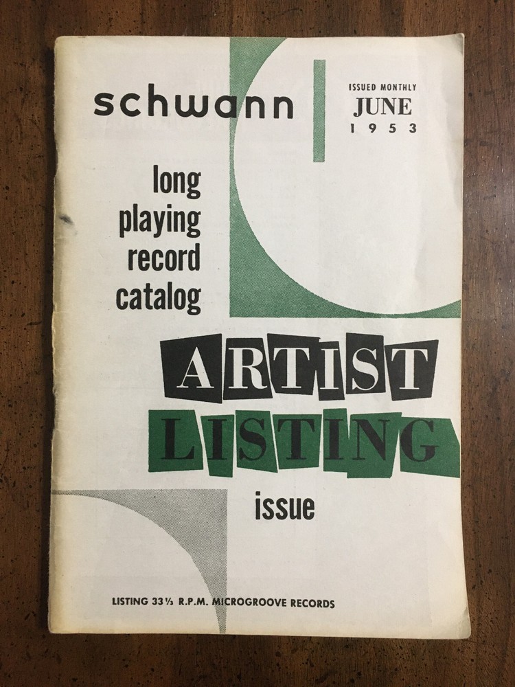 Schwann Long Playing Record Catalog. November, 1952 issue