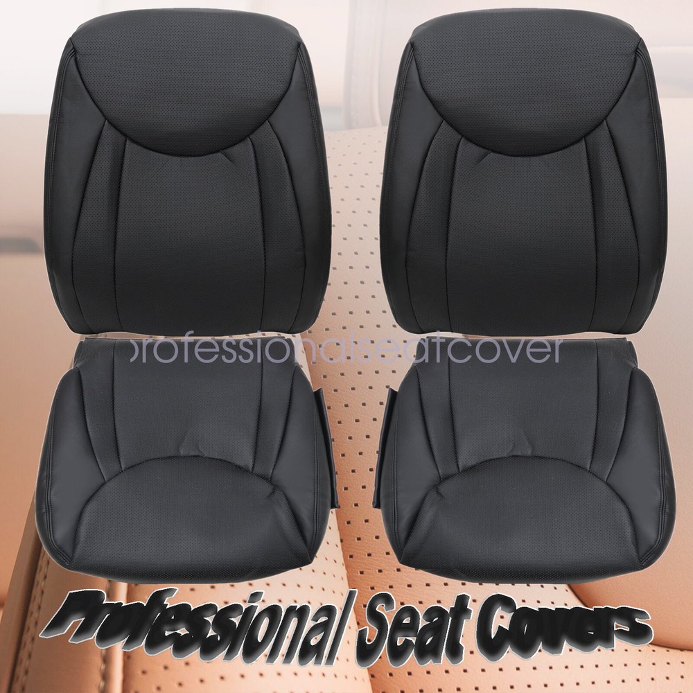 Front Bottom Top Seat Cover Replacement Leather Black For 2001-2006 Lexus LS430