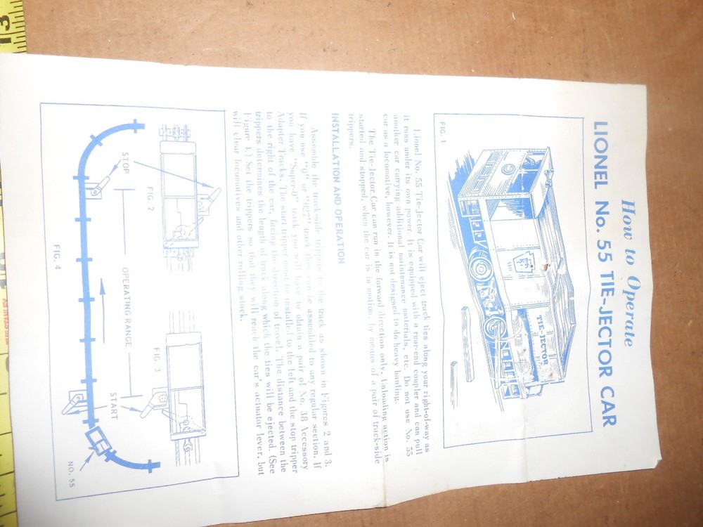 Lionel Operating manuals, 1033, 55, 465, 145c, & 3662 Instruction sheets