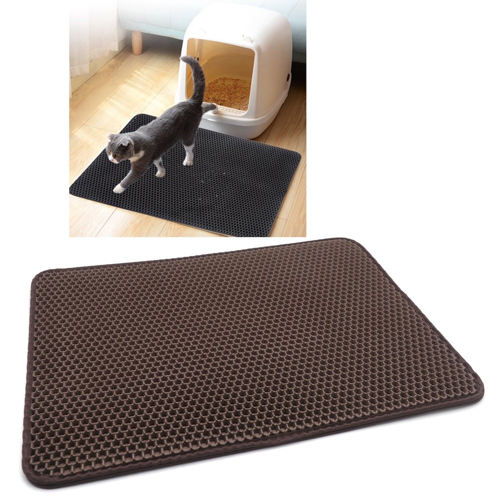 60X45 Brown Cat litter Mat Double Layer Pad Trapper Folding Pad EVA Foam Rubber