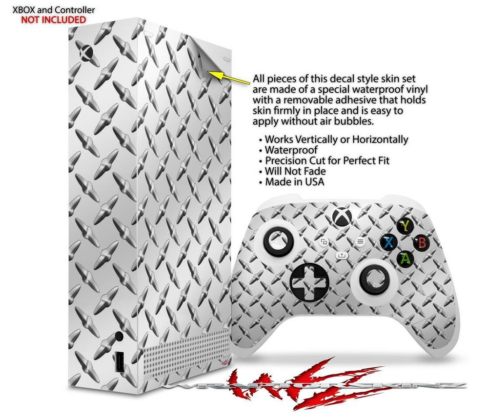 Skins XBOX Series S Console Controller Diamond Plate Metal
