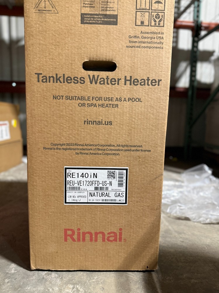Rinnai RE140iN Tankless Water Heater NG – Unused, Open Box – See Description