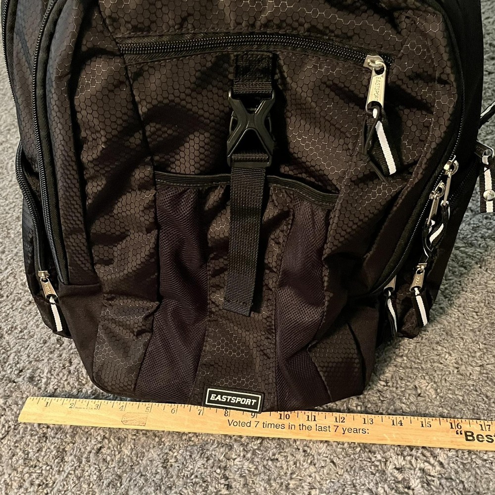 EASTSPORT Backpack One Size Black External Pockets Padded Straps Zip Fastener