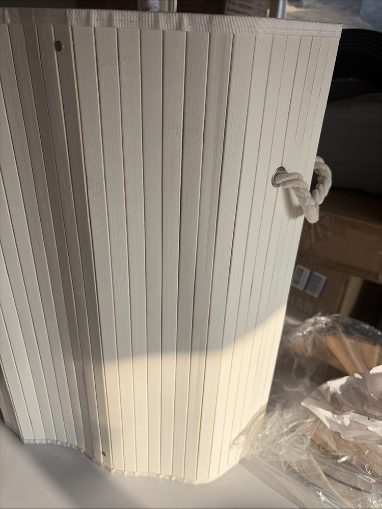 57 Liter Round Bamboo Hamper In White