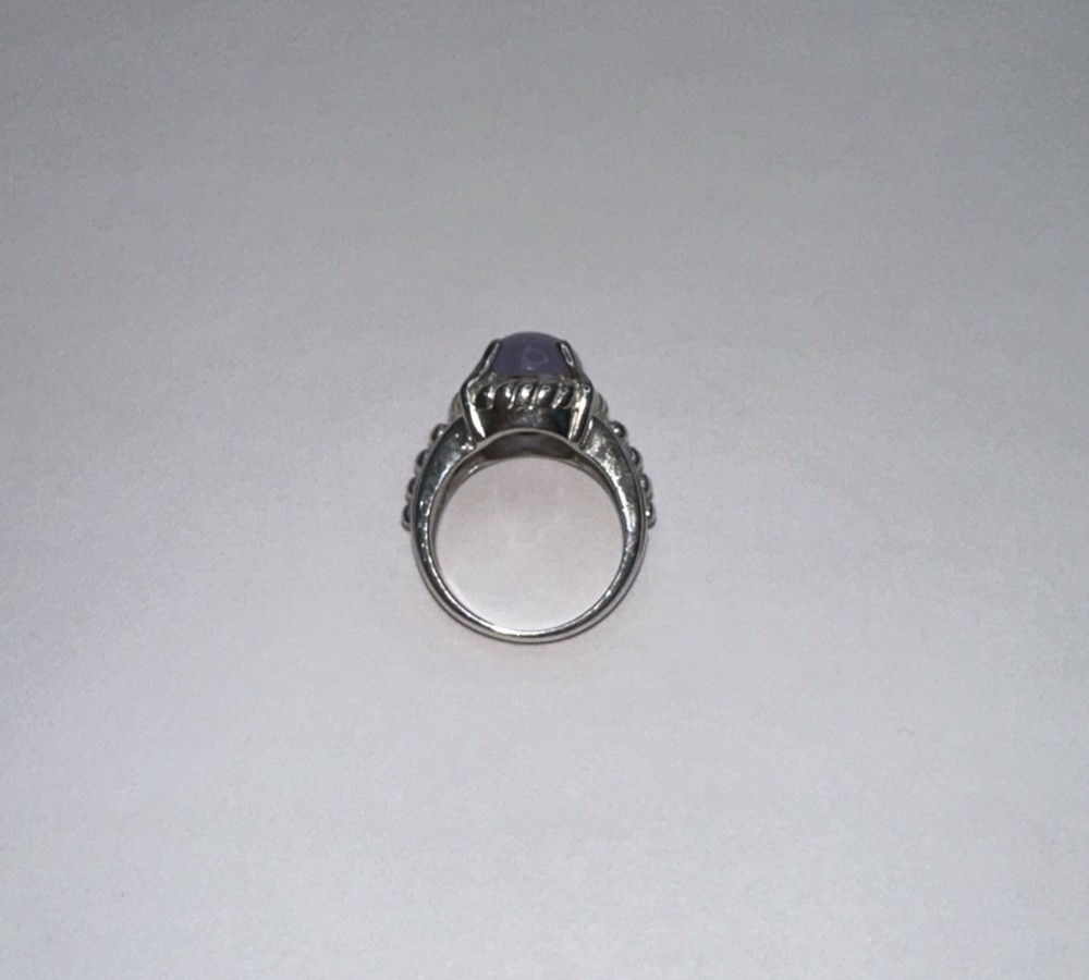 Elegant 925 Sterling Silver Oval Purple Ring