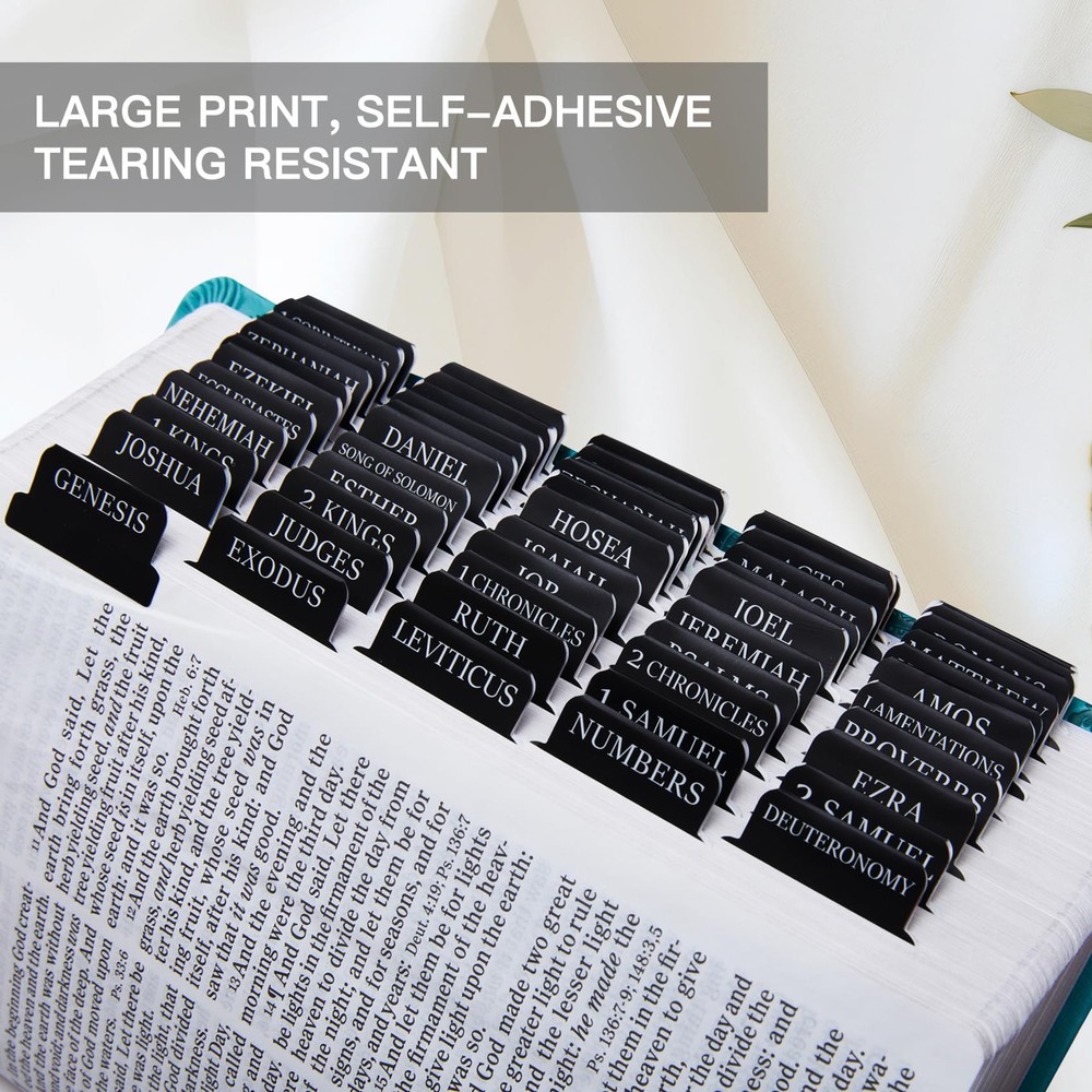 Laminated Bible Tabs for Women & Men - Large Print Study E-night