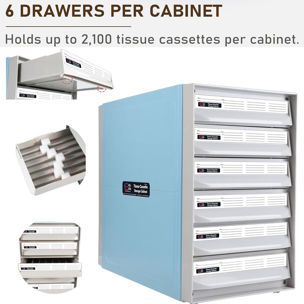 Tissue Cassette Storage Cabinet Lab Tissue Block Storage w/ 6 Drawers Stackable