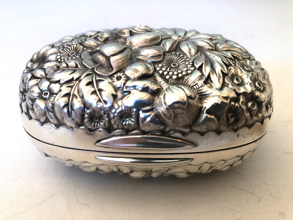 Antique Gorham Cluny Pattern Sterling Silver Hinged Soap Box, 93 Grams.