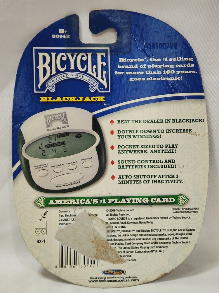 Bicycle BLACKJACK Pocket Sized Electronic Handheld Game 2009 Techno Source New