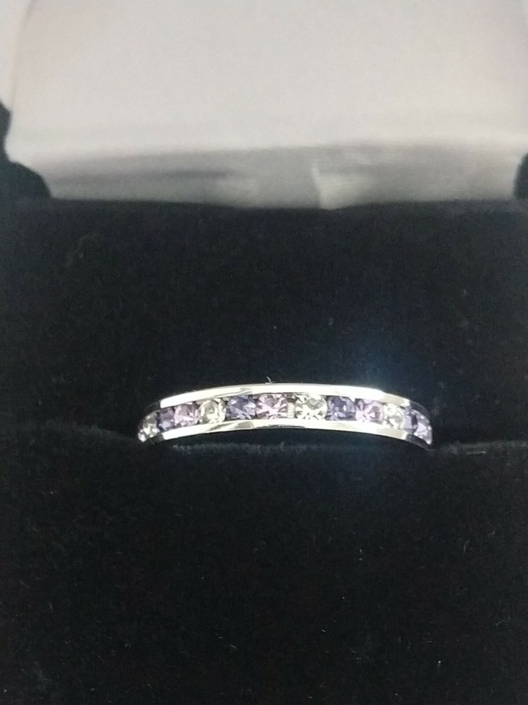 Swarovski Crystal Birthstone Stackable Ring in Sterling Silver. Size 6