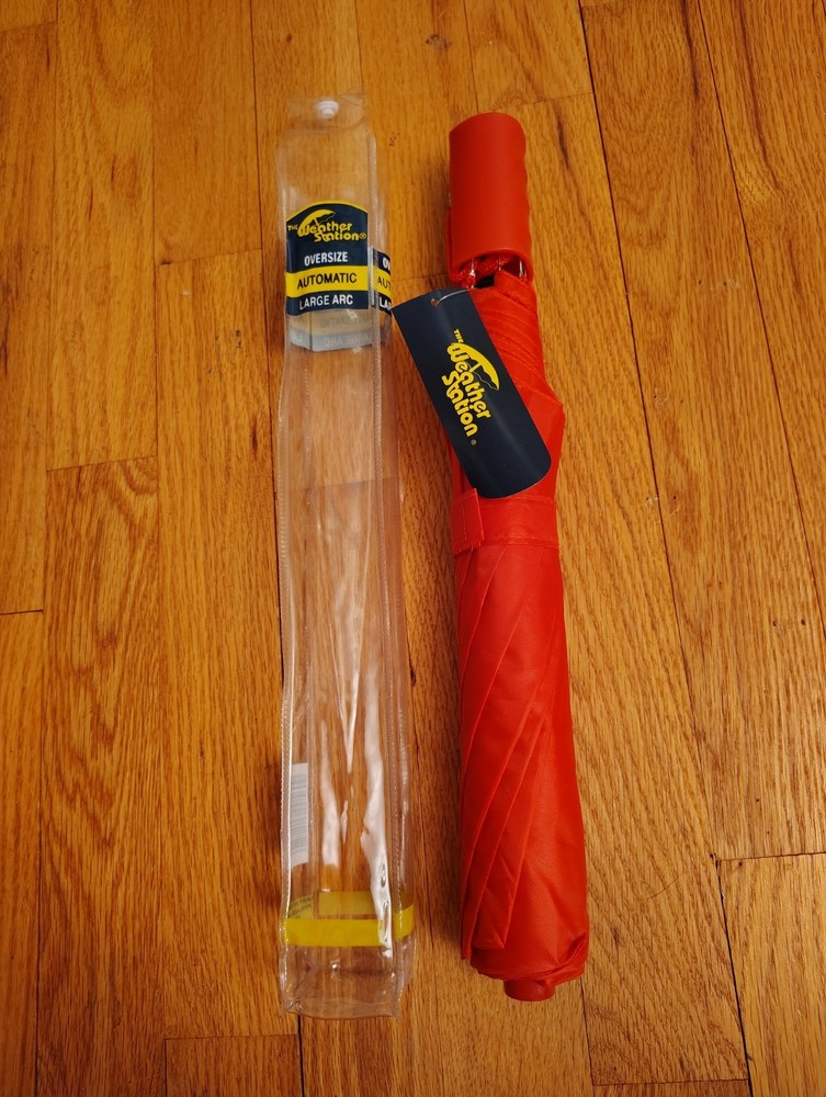 NWT The Weather Station Oversize Automatic Umbrella Red