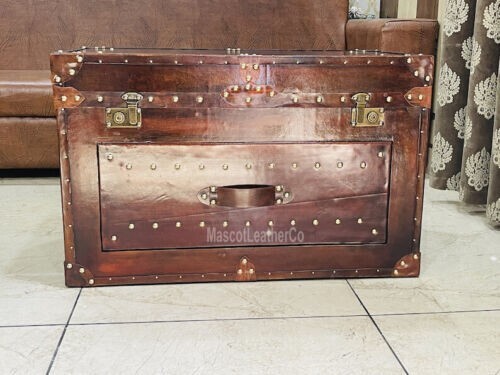 Antique leather trunk home decor