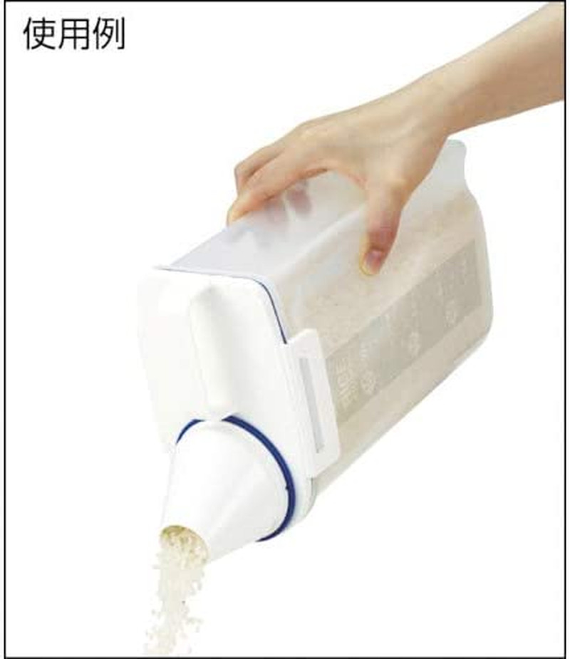 7509 Rice Container Bin with Pour Spout Plastic Clear 2Kg（White）
