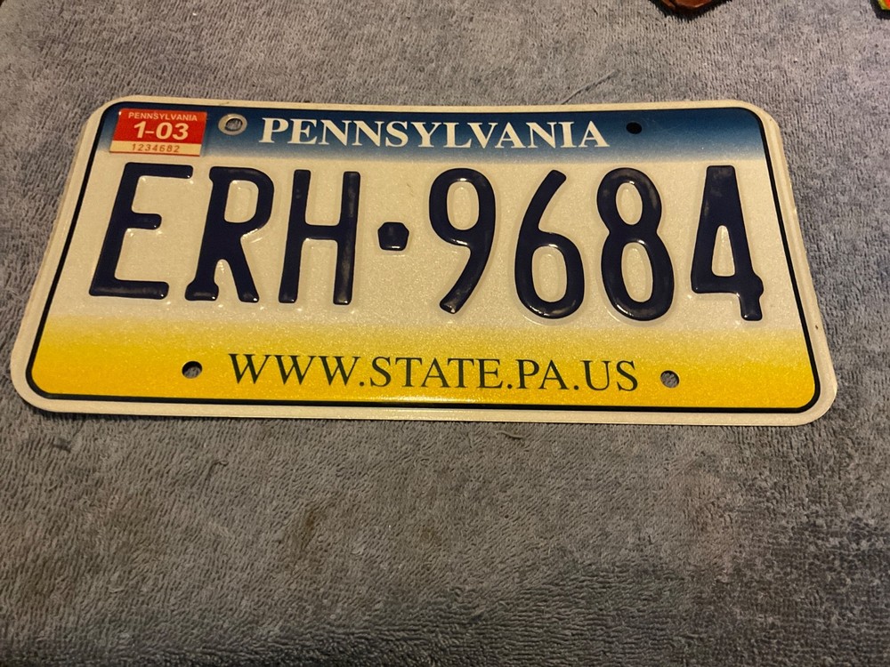 Pennsylvania License Plate 2003 ERH-9684