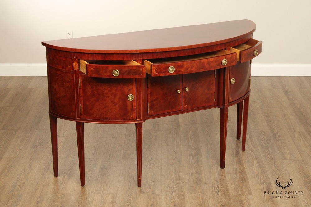 Hepplewhite Style Banded Mahogany Demilune Sideboard