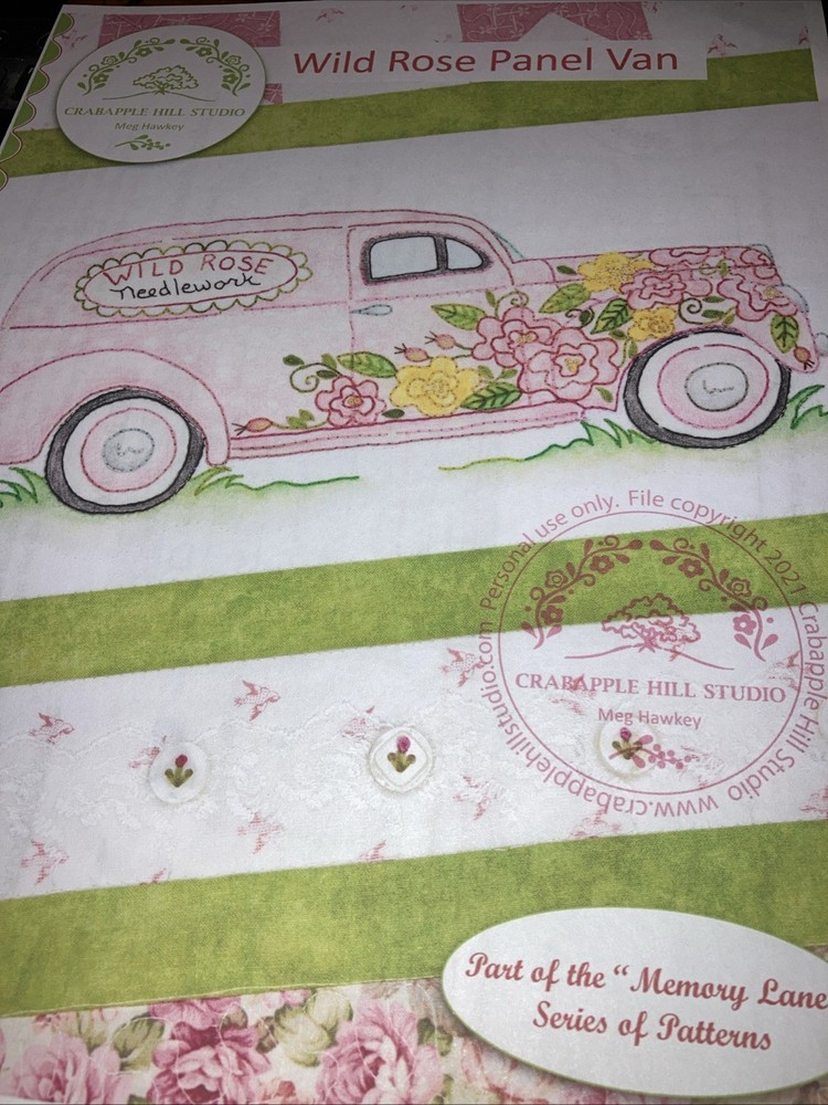 Memory Lane - Wild Rose Panel Van Pattern by Crabapple Hill Studio~USED