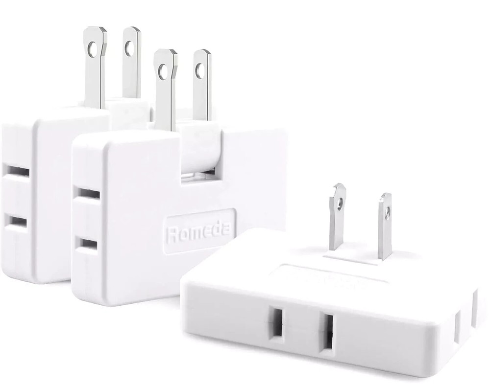 3 Pack AC Flat Wall Outlet Extender  Plug Adapter Outlet, Fold-Able 3 Way Wa