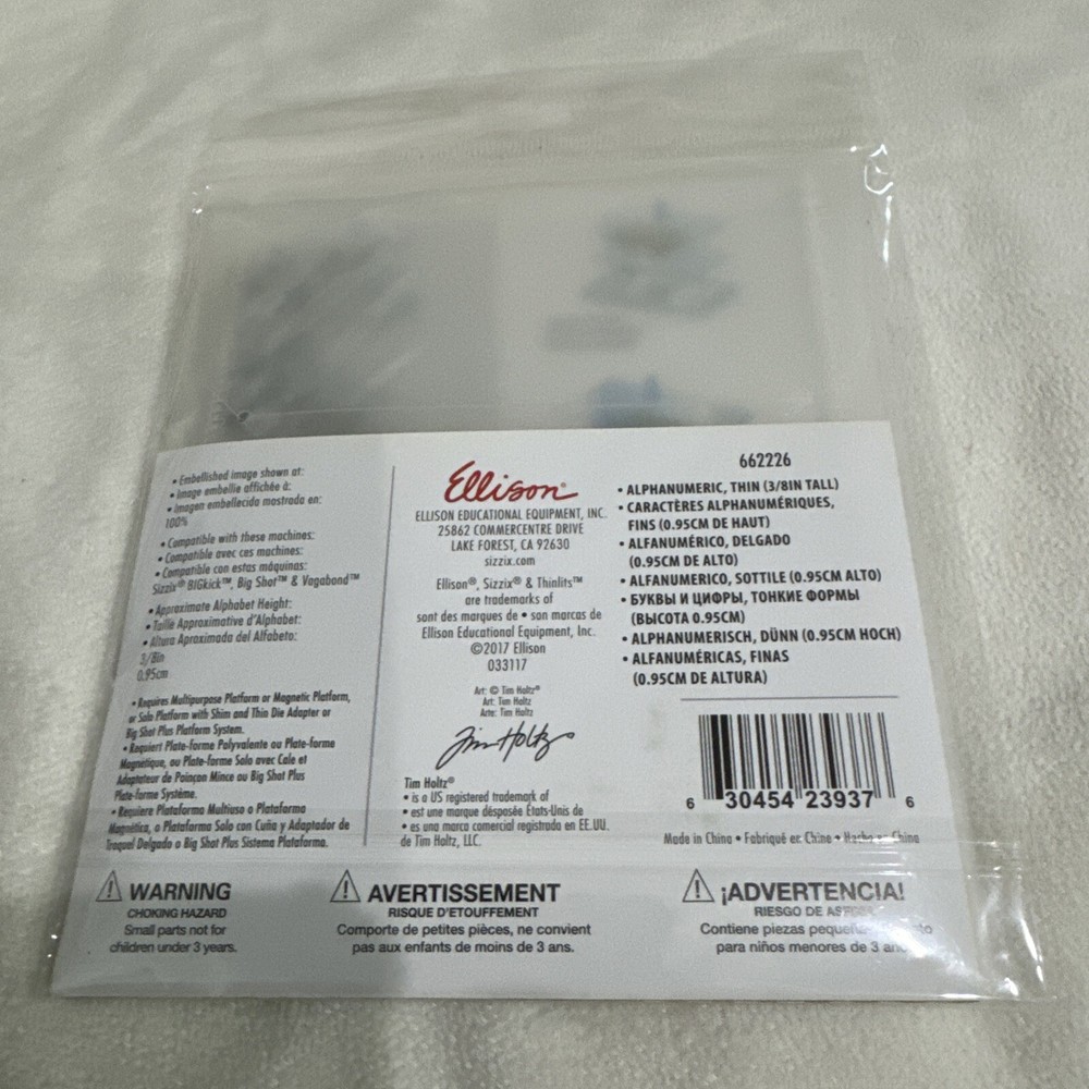 Sizzix Thinlits Cutting Die Stencil Emboss ALPHANUMERIC, THIN 121PK 662226 New!