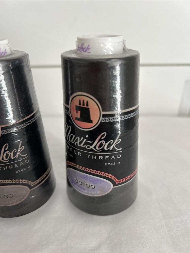 3 New Black maxi-lock 3000Yd spools 100% polyester overlock serger thread