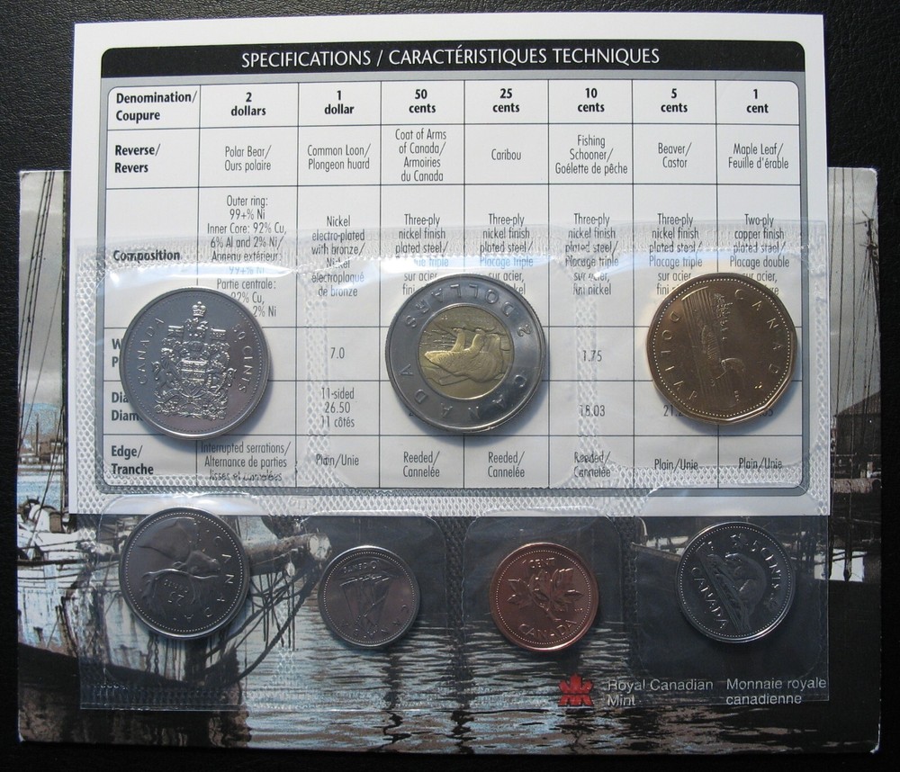 Canada 2002 Regular 7-coin Proof Like Set ( One set )