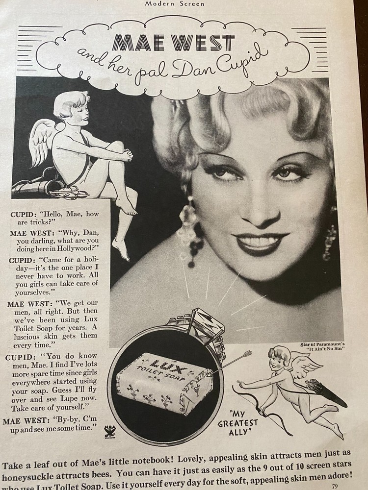 Mae West, Lux Soap, Full Page Vintage Print Ad