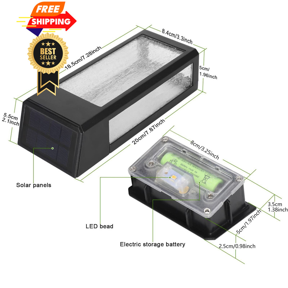 GOODFOEVER 2 Pack Solar Lights for 2 Wall Light Insert, Black