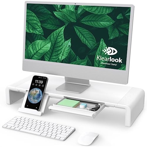 Monitor Stand Riser, Klearlook Foldable, Height Adjustable Computer White