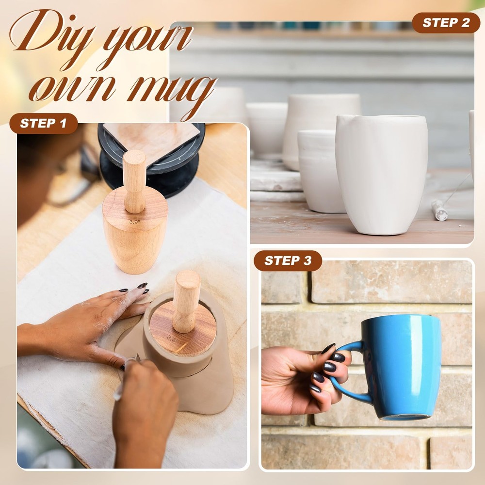 3 Sizes Wood Shaping Tools For Pottery Molds With Removable Handle