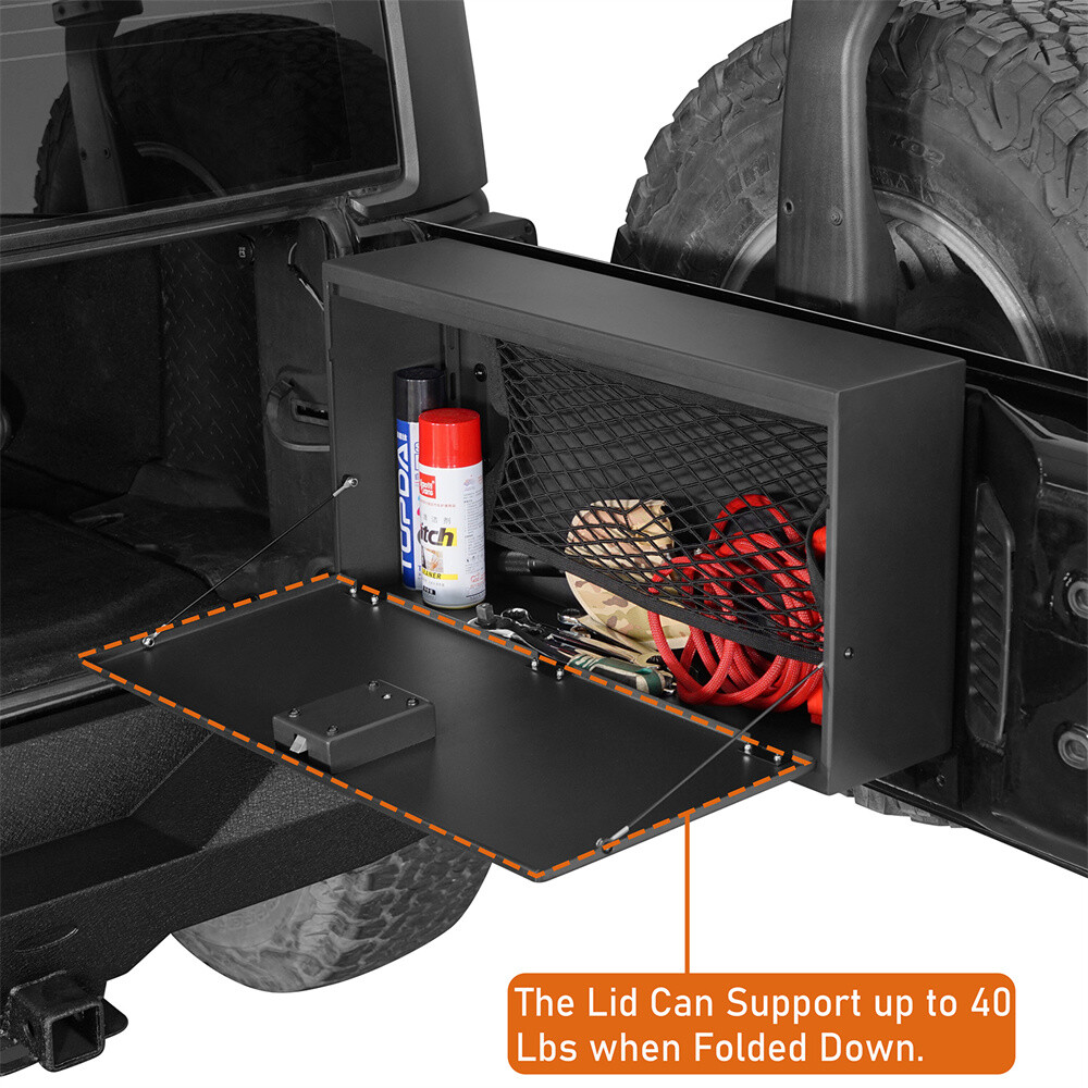 Tailgate Table Storage Lock Box Security Organizer for 15-18 Jeep Wrangler JK
