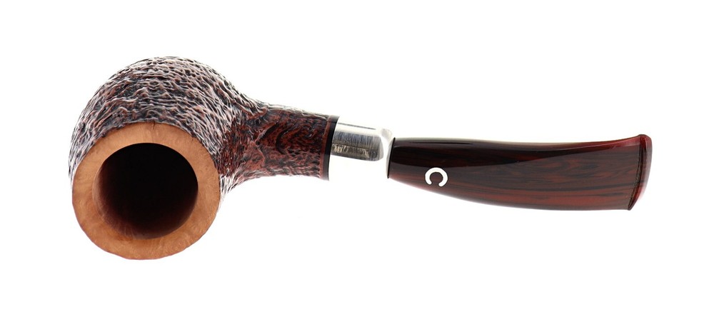 Pipe Il Ceppo GRUPPO 1 brown smooth shape billiard semicurved silver ring