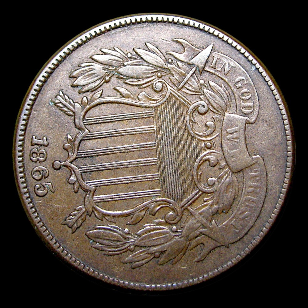 1865 Two Cent Piece 2cp ---- Stunning Condition Coin ---- #037V