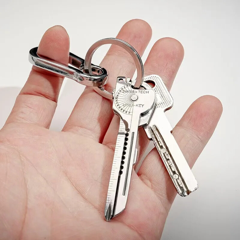 Multi Function Folding Mini Keychain Tool Opener 8in1 Utility Outdoor Survival