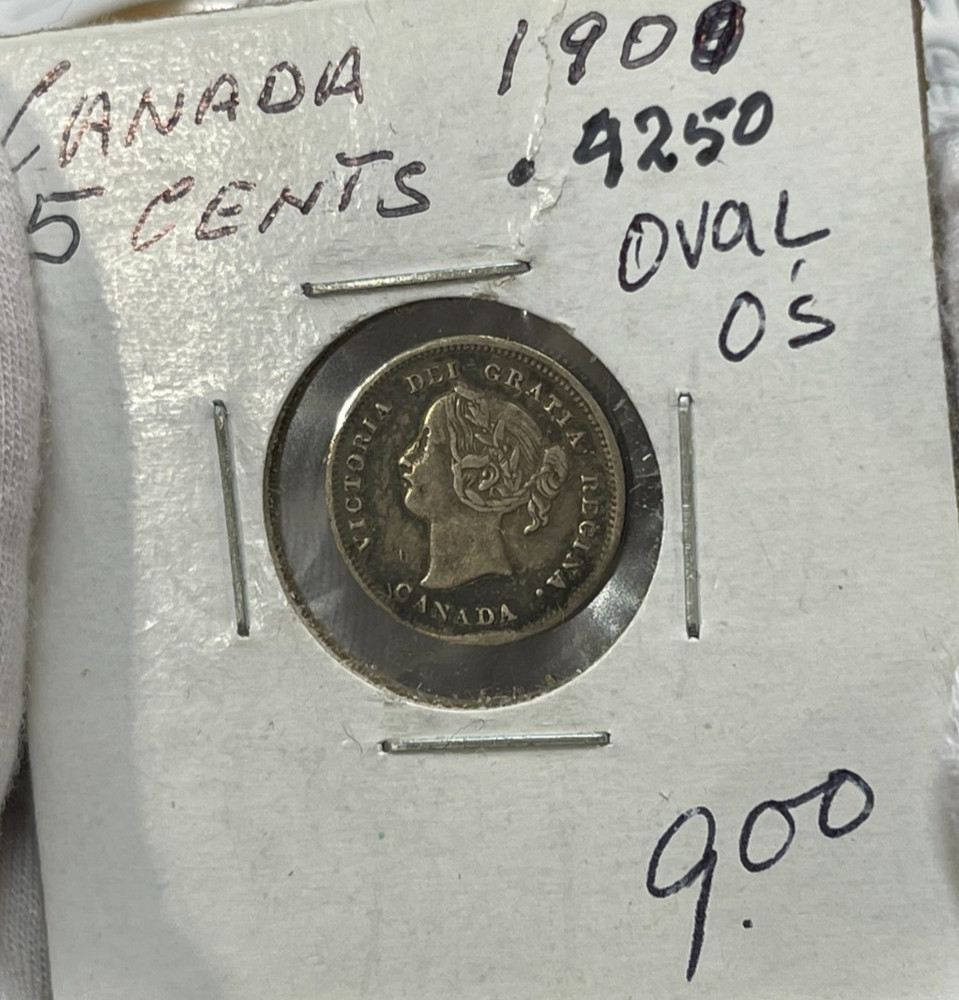 1900 Canada 5 Cents Silver Coin