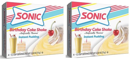 Sonic Instant Pudding & Pie Filling Birthday Cake Shake 2 Pack