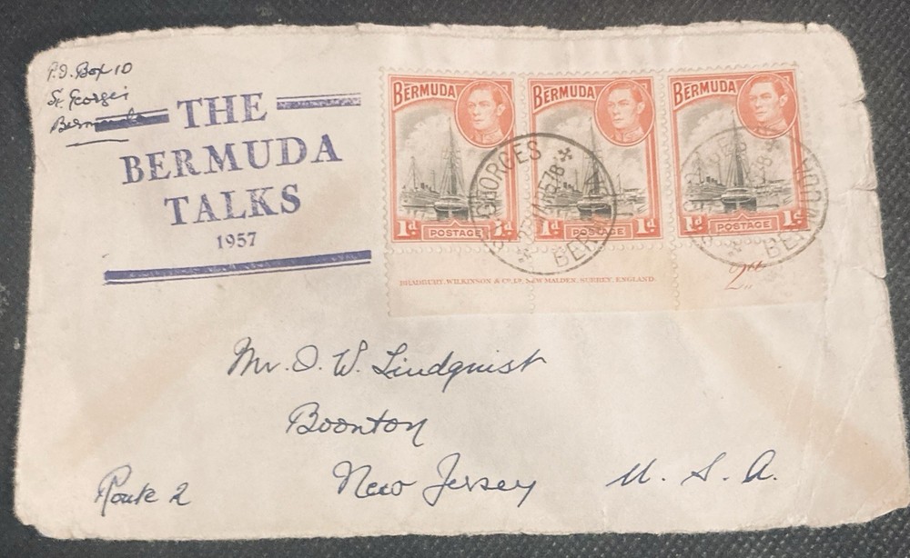 Bermuda Stamps 1957 The Bermuda Talks Cover (Front Only - Back Missing)