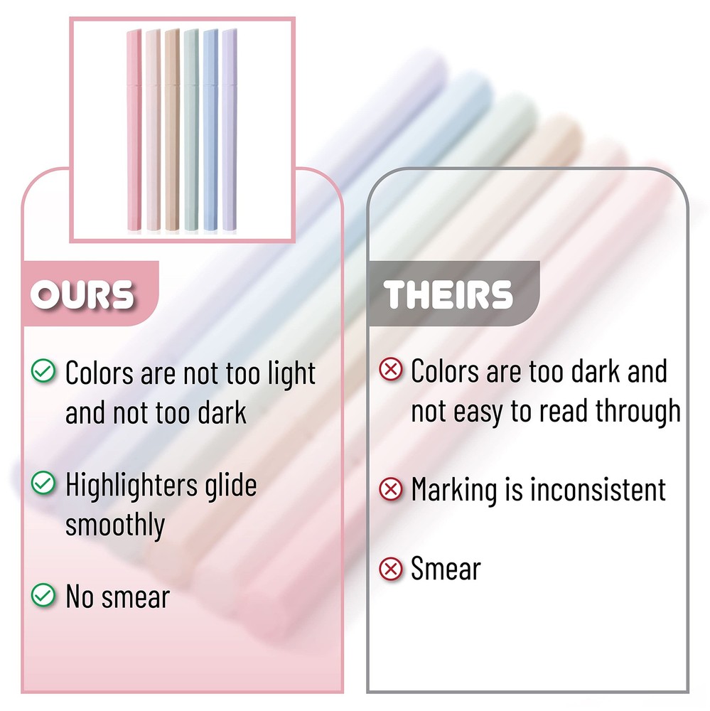 Mr. Pen- Aesthetic Highlighters, 6 Pack, Muted Pastel 6