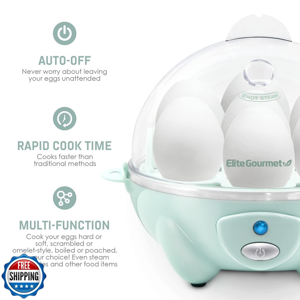 Elite Gourmet Easy Electric 7 Egg Capacity Soft, Medium, Hard-Boi