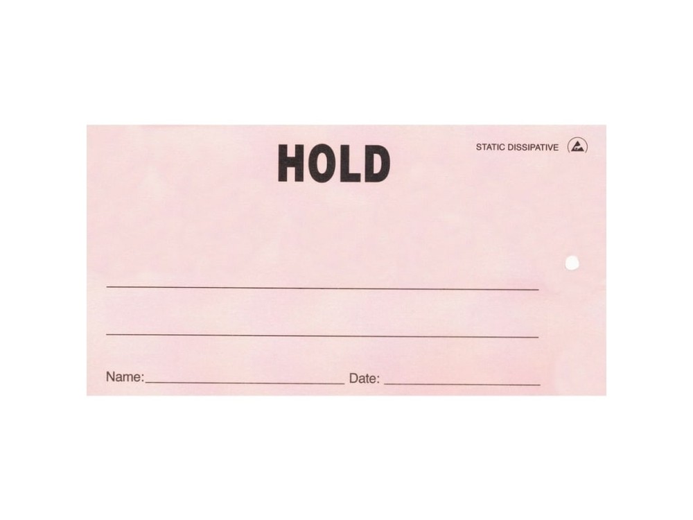 Techni-Pro 10065615 - HOLD Tag, Pink W/String, ESD-Safe, 2.75' x 5', 50/Pkg