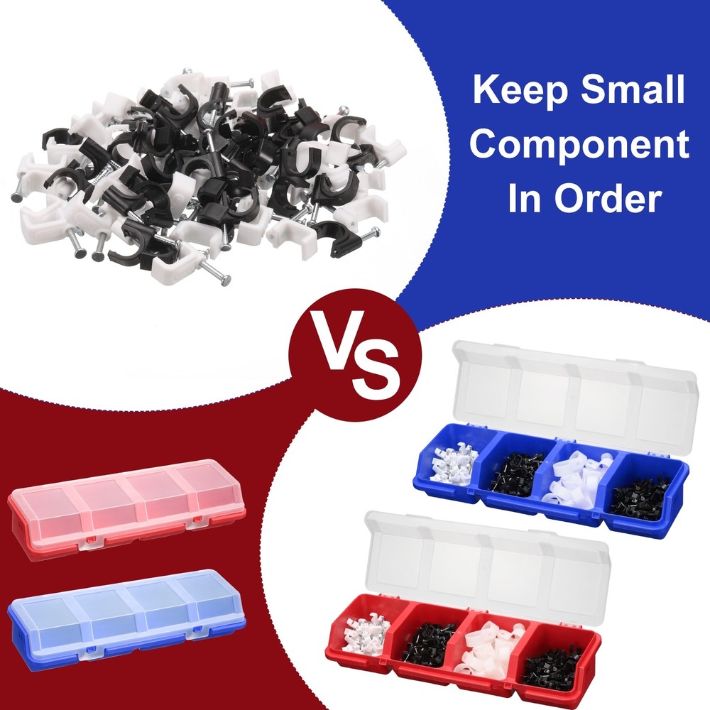 2pcs Screw Organizer Box Plastic Hardware Toolbox with Locks & Compartments