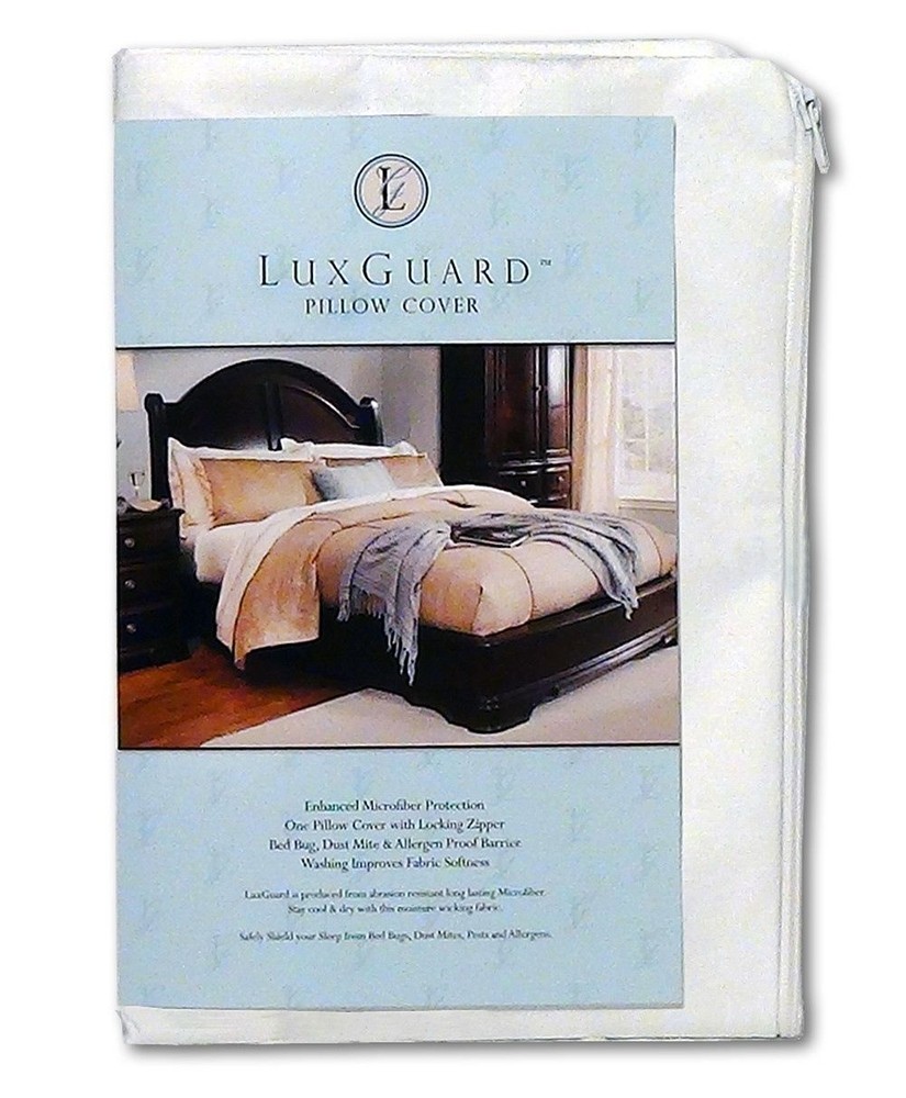 LuxGuard Pillow Protector Microfiber Zip Cover Allergen Barrier - King 2-Pack