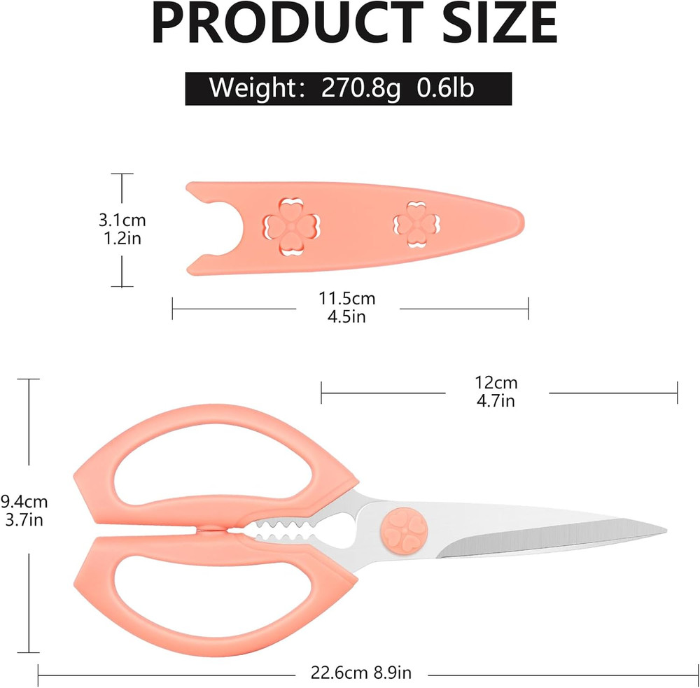 Kitchen Scissors, Heavy Duty Kitchen Shears with Sharp Stainless Steel Blades, D