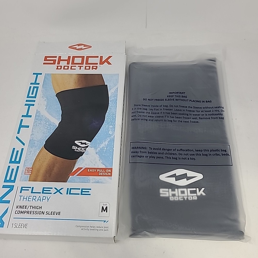 Shock Doctor Flex Ice Therapy Knee Thigh Compression Sleeve Cold Hot Support SzM