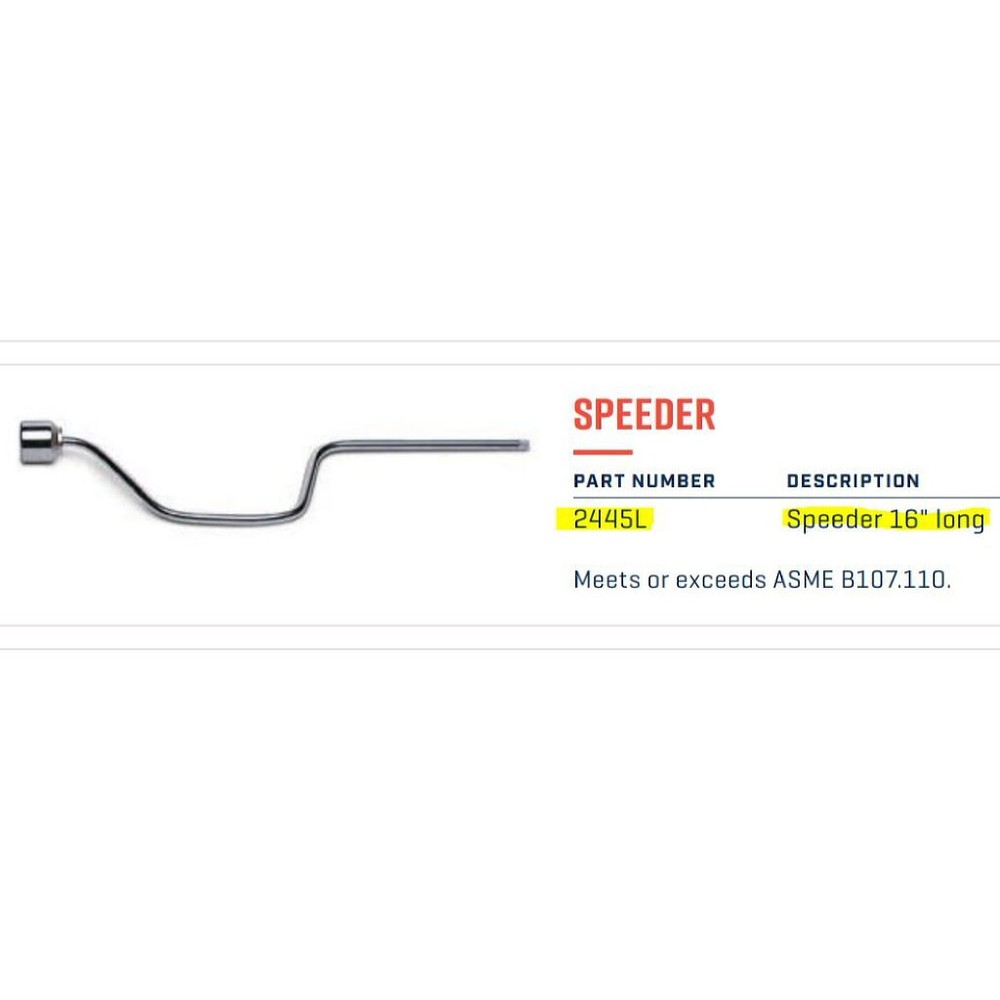 Wright Tool 2445L 1/4" Drive Speeder 16" Long Chrome Finish